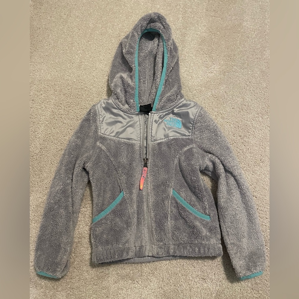 The North Face Light Gray Fleece Zippered Hoodie